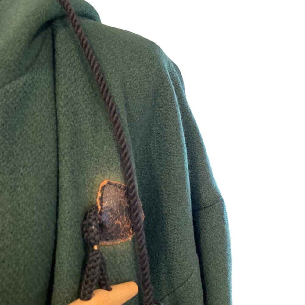 Vintage Forest Green Wool Toggle Duffle Coat Women’s Large Hooded Academia - Picture 13 of 16